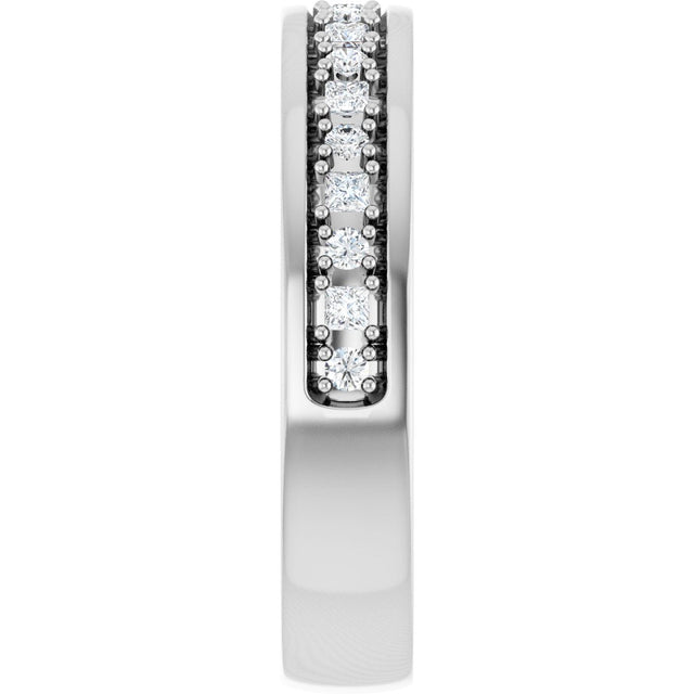 14K Gold Square Natural Diamond Accented Band - 3/8-3/4 CTW - White Gold - view 4