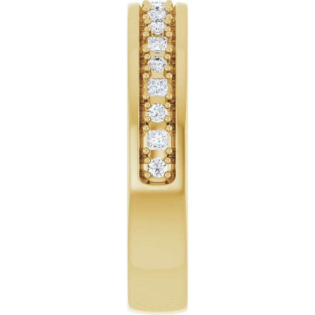 14K Gold Square Natural Diamond Accented Band - 3/8-3/4 CTW - Yellow Gold - view 4