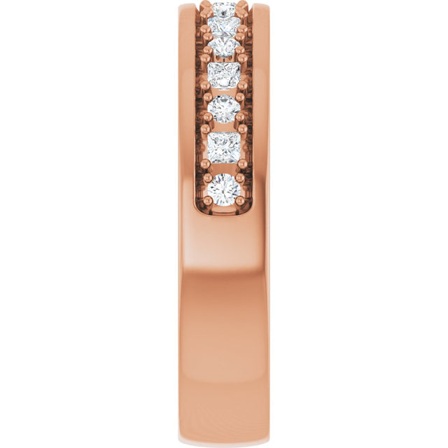 14K Gold Square Natural Diamond Accented Band - 3/8-3/4 CTW - Rose Gold - view 4