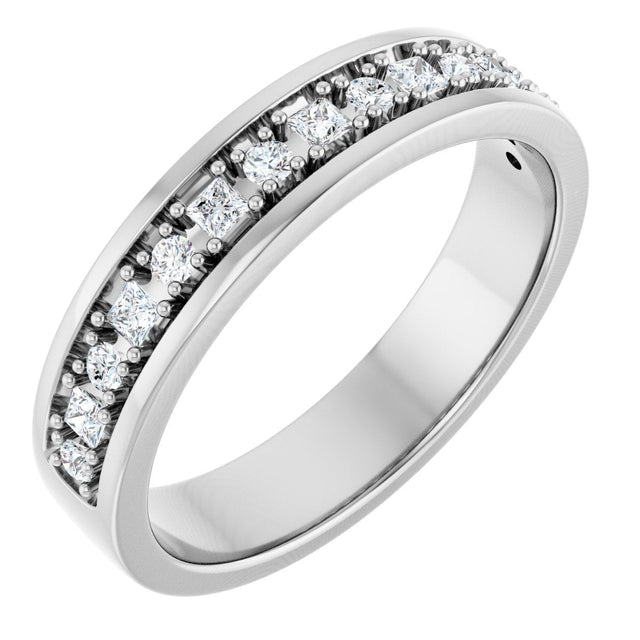 Platinum Square Lab-Grown Diamond Accented Band - 3/8-7/8 CTW