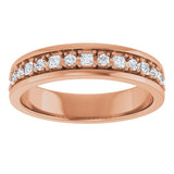 14K Gold Square Natural Diamond Accented Band - 3/8-3/4 CTW - Rose Gold - view 3