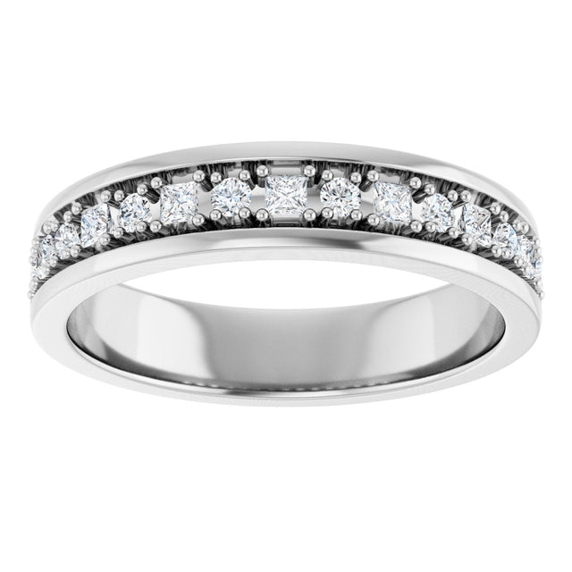 14K Gold Square Natural Diamond Accented Band - 3/8-3/4 CTW - White Gold - view 3