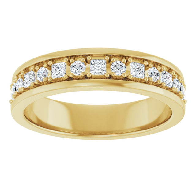 14K Gold Square Natural Diamond Accented Band - 3/8-3/4 CTW - Yellow Gold - view 3