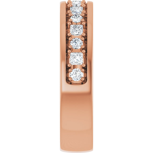 14K Gold Square Natural Diamond Accented Band - 3/8-3/4 CTW - Rose Gold - view 4