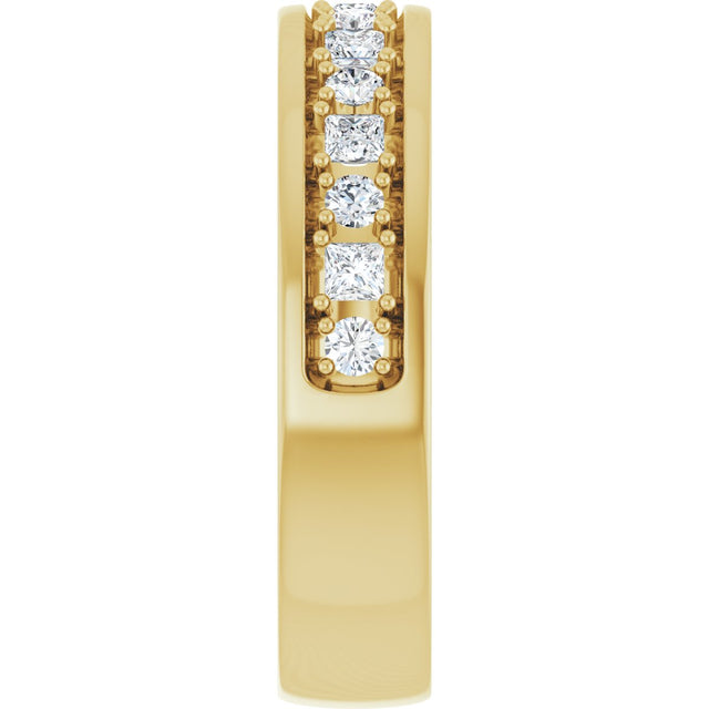 14K Gold Square Natural Diamond Accented Band - 3/8-3/4 CTW - Yellow Gold - view 4