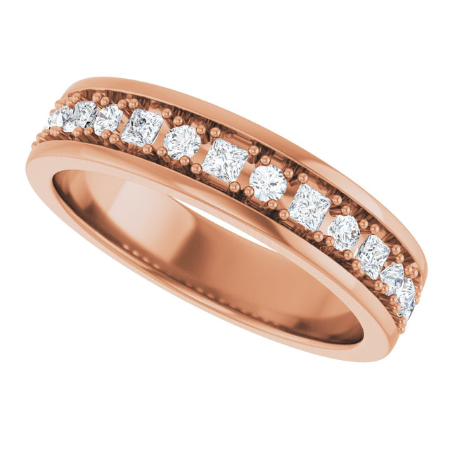 14K Gold Square Lab-Grown Diamond Accented Band - 3/8-7/8 CTW - Rose Gold - view 5