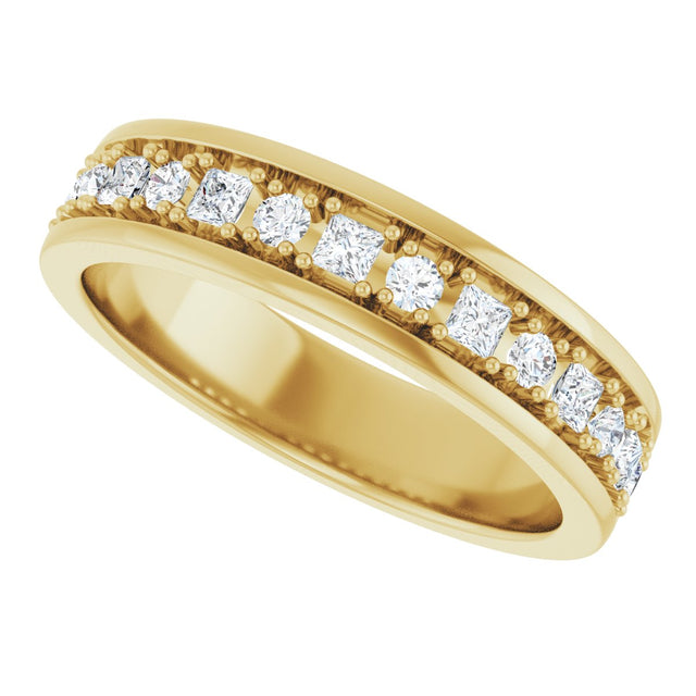 14K Gold Square Lab-Grown Diamond Accented Band - 3/8-7/8 CTW - Yellow Gold - view 5