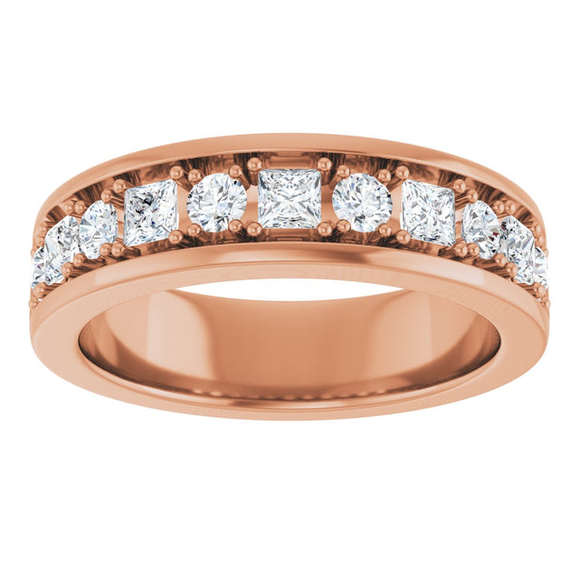 14K Gold Square Natural Diamond Accented Band - 1-1 1/3 CTW - Rose Gold - view 3