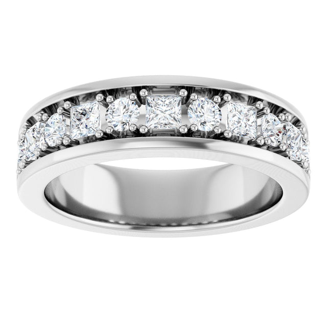 14K Gold Square Lab-Grown Diamond Accented Band - 1-1 1/3 CTW - White Gold - view 3