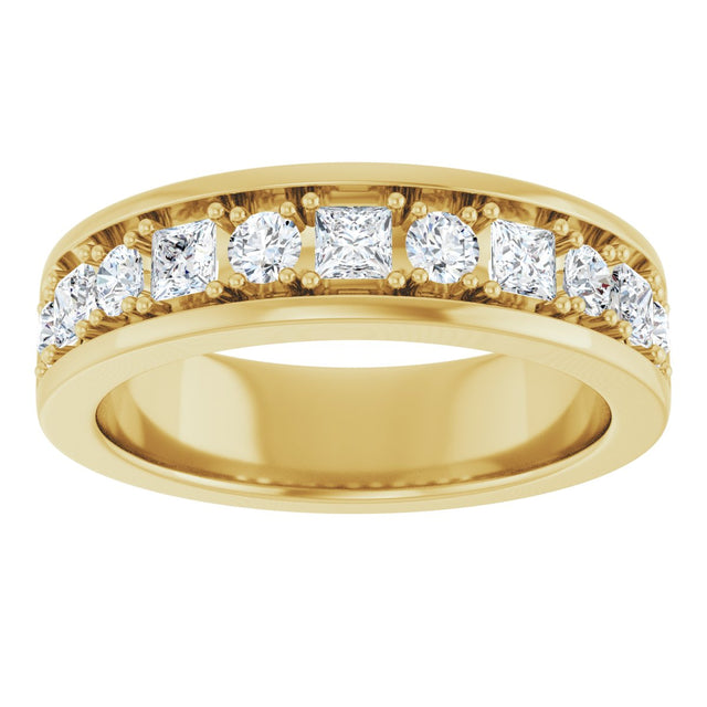 14K Gold Square Natural Diamond Accented Band - 1-1 1/3 CTW - Yellow Gold - view 3