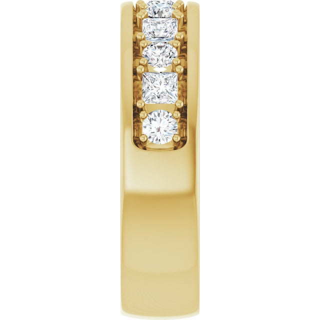 14K Gold Square Natural Diamond Accented Band - 1-1 1/3 CTW - Yellow Gold - view 4