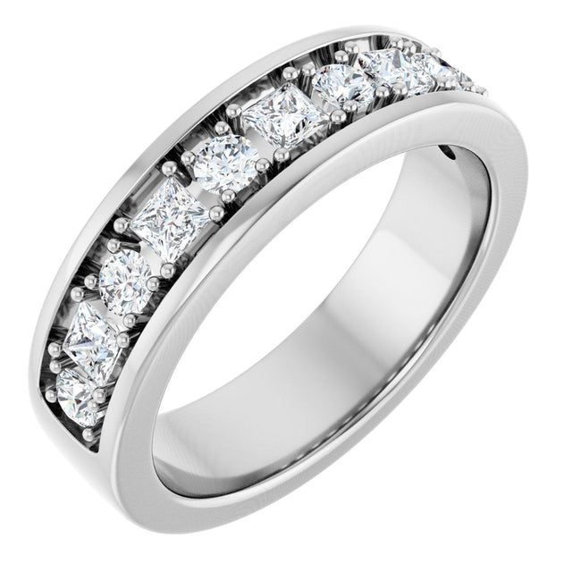 Platinum Square Lab-Grown Diamond Accented Band - 1-1 1/3 CTW