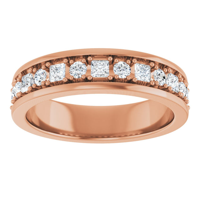 14K Gold Square Natural Diamond Accented Band - 3/8-3/4 CTW - Rose Gold - view 3
