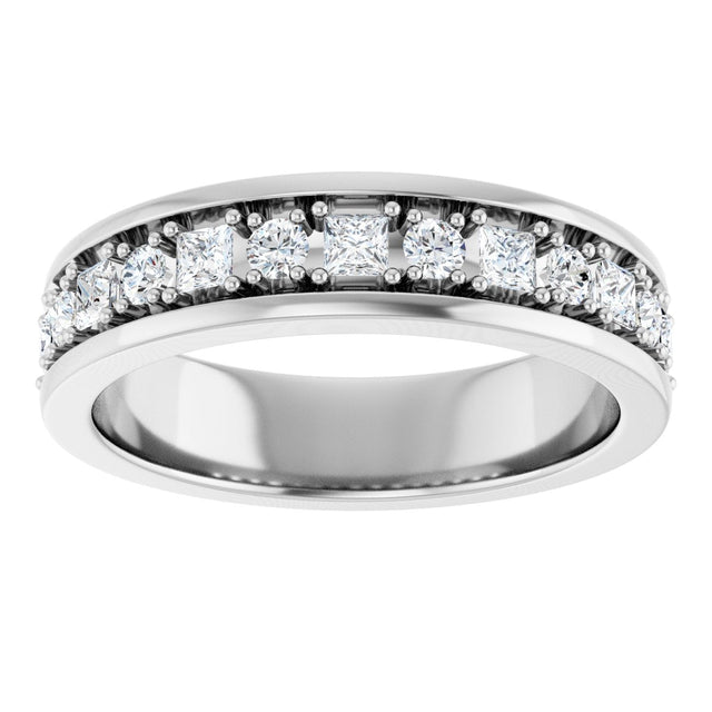 14K Gold Square Natural Diamond Accented Band - 3/8-3/4 CTW - White Gold - view 3