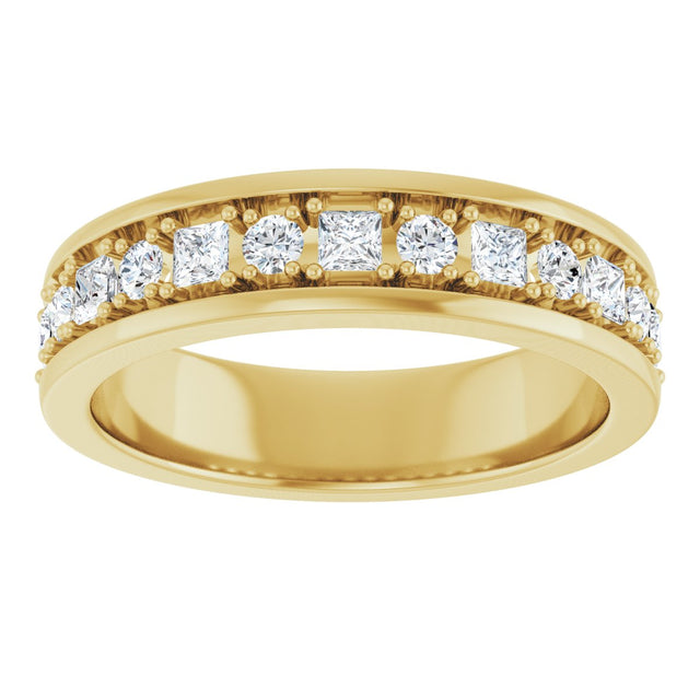 14K Gold Square Lab-Grown Diamond Accented Band - 3/8-7/8 CTW - Yellow Gold - view 3