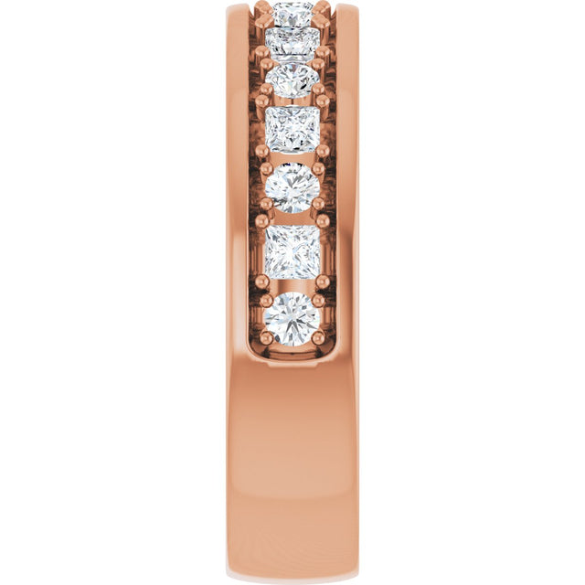 14K Gold Square Natural Diamond Accented Band - 3/8-3/4 CTW - Rose Gold - view 4