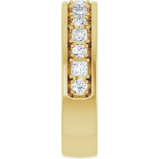 14K Gold Square Natural Diamond Accented Band - 3/8-3/4 CTW - Yellow Gold - view 4