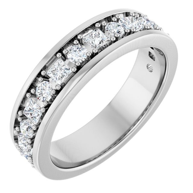 Platinum Square Lab-Grown Diamond Accented Band - 1-1 1/3 CTW