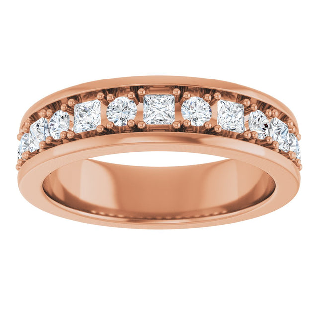 14K Gold Square Lab-Grown Diamond Accented Band - 1-1 1/3 CTW - Rose Gold - view 3