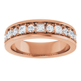 14K Gold Square Natural Diamond Accented Band - 1-1 1/3 CTW - Rose Gold - view 3