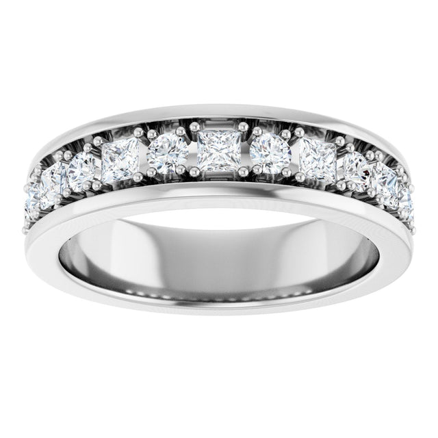 14K Gold Square Lab-Grown Diamond Accented Band - 1-1 1/3 CTW - White Gold - view 3