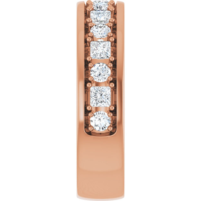 14K Gold Square Lab-Grown Diamond Accented Band - 1-1 1/3 CTW - Rose Gold - view 4
