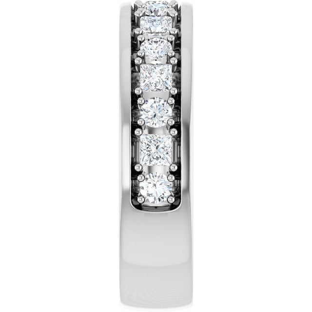 14K Gold Square Lab-Grown Diamond Accented Band - 1-1 1/3 CTW - White Gold - view 4