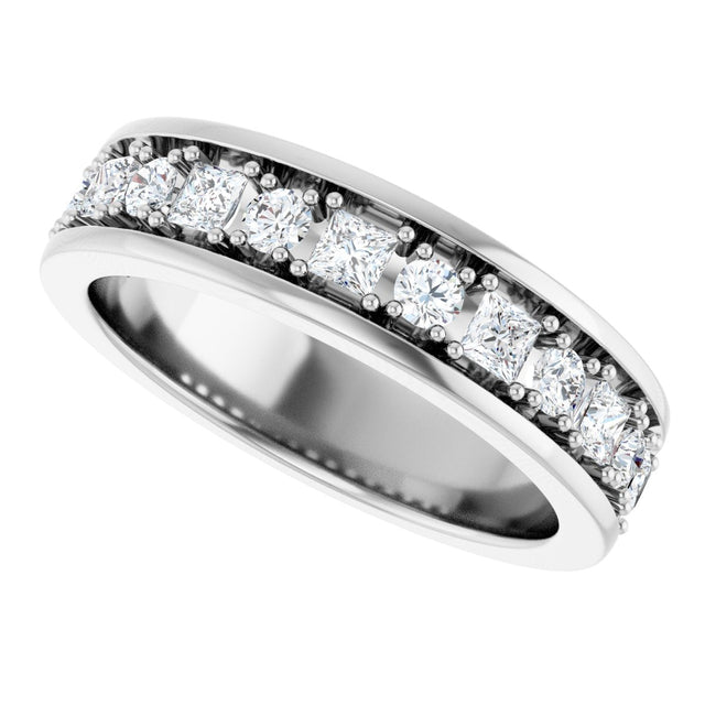 14K Gold Square Lab-Grown Diamond Accented Band - 1-1 1/3 CTW - White Gold - view 5