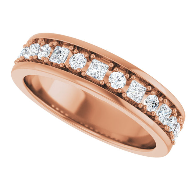 14K Gold Square Lab-Grown Diamond Accented Band - 3/8-7/8 CTW - Rose Gold - view 5