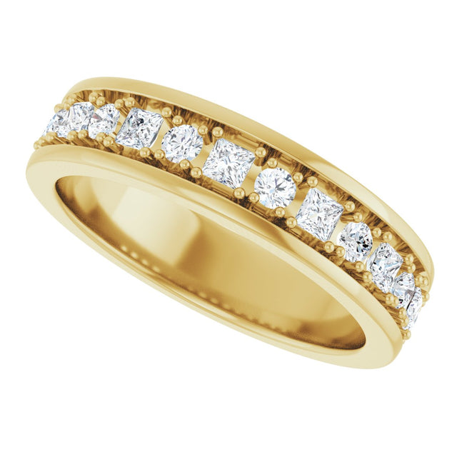 14K Gold Square Lab-Grown Diamond Accented Band - 3/8-7/8 CTW - Yellow Gold - view 5