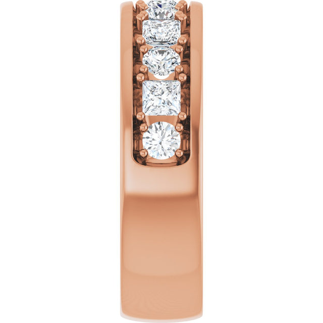 14K Gold Square Natural Diamond Accented Band - 1-1 1/3 CTW - Rose Gold - view 4