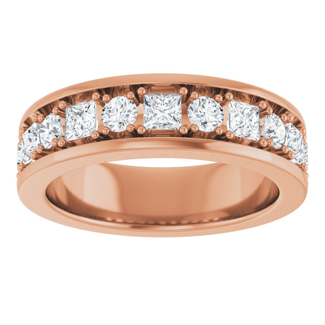 14K Gold Square Lab-Grown Diamond Accented Band - 1-1 1/3 CTW - Rose Gold - view 3