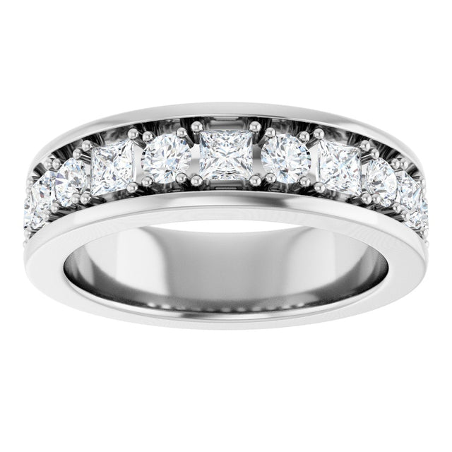 14K Gold Square Natural Diamond Accented Band - 1-1 1/3 CTW - White Gold - view 3