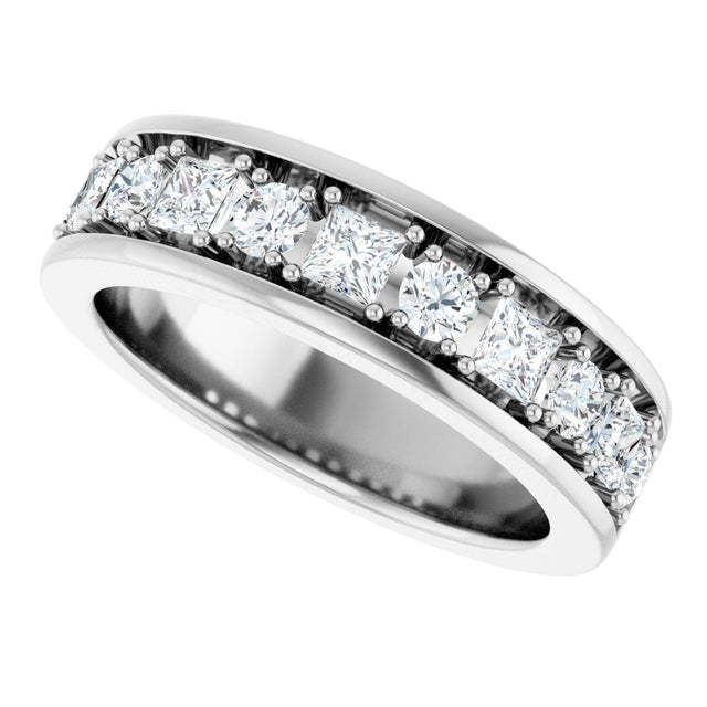 Platinum Square Natural Diamond Accented Band - 1-1 1/3 CTW - view 5