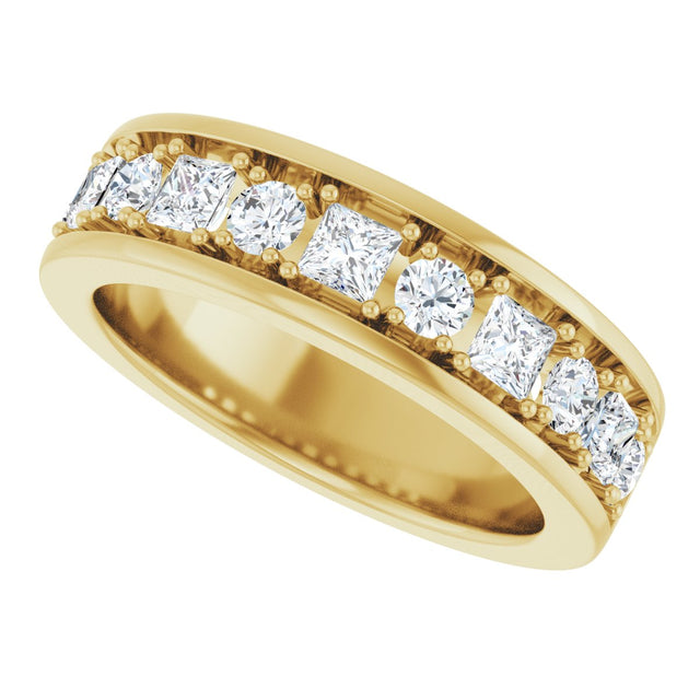 14K Gold Square Lab-Grown Diamond Accented Band - 1-1 1/3 CTW - Yellow Gold - view 5