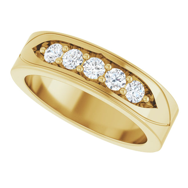 14K Gold Round Lab-Grown Diamond Accented Band - 1/2 CTW - Yellow Gold - view 10