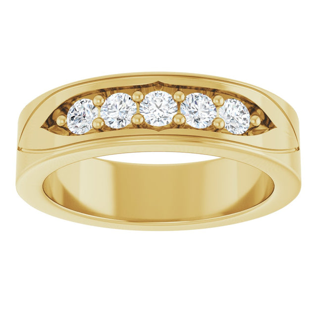 14K Gold Round Lab-Grown Diamond Accented Band - 1/2 CTW - Yellow Gold - view 8