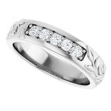Platinum Round Lab-Grown Diamond Accented Floral Band - 1/6-1/3 CTW - view 5