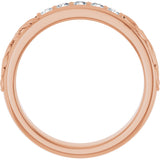 14K Gold Round Lab-Grown Diamond Accented Floral Band - 1/6-1/3 CTW - Rose Gold - view 2