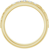 14K Gold Round Lab-Grown Diamond Accented Floral Band - 1/6-1/3 CTW - Yellow Gold - view 2