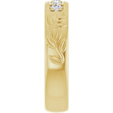 14K Gold Round Lab-Grown Diamond Accented Floral Band - 1/6-1/3 CTW - Yellow Gold - view 4