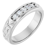 Platinum Round Natural Diamond Accented Floral Band - 1/6-1/3 CTW