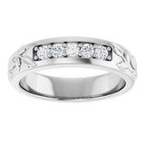 Platinum Round Lab-Grown Diamond Accented Floral Band - 1/6-1/3 CTW - view 3
