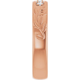 14K Gold Round Lab-Grown Diamond Accented Floral Band - 1/6-1/3 CTW - Rose Gold - view 4