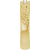 14K Gold Round Lab-Grown Diamond Accented Floral Band - 1/6-1/3 CTW - Yellow Gold - view 4