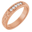 14K Gold Round Natural Diamond Accented Floral Band - 1/6-1/3 CTW - Rose Gold