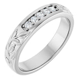 14K Gold Round Natural Diamond Accented Floral Band - 1/6-1/3 CTW - White Gold