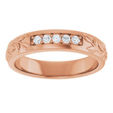 14K Gold Round Lab-Grown Diamond Accented Floral Band - 1/6-1/3 CTW - Rose Gold - view 3