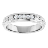 Platinum Round Lab-Grown Diamond Accented Floral Band - 1/6-1/3 CTW - view 3