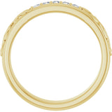 14K Gold Round Lab-Grown Diamond Accented Floral Band - 1/6-1/3 CTW - Yellow Gold - view 2